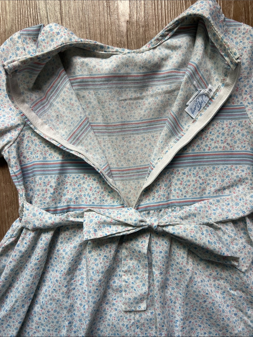 Vintage Jayne Avery Girls Multicolor Floral Dress with Collar & Bows Size 6 - Picture 11 of 12